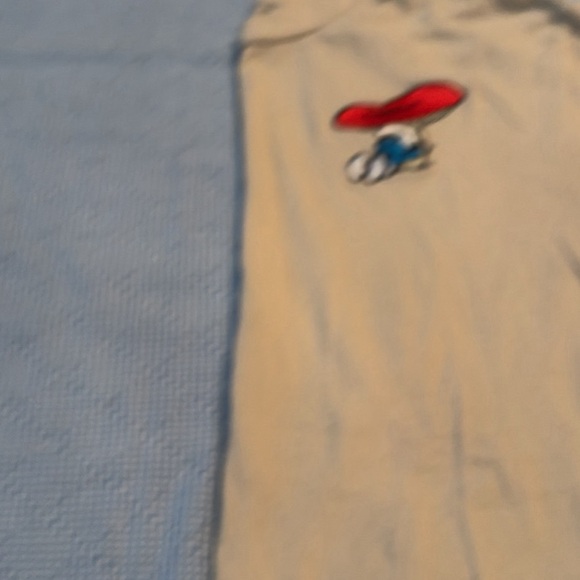 Kids embroidered Beige Smurf T-Shirt - Picture 3 of 4